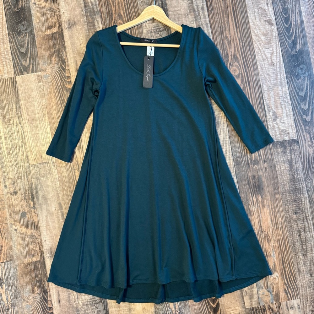NWT Laila Jayde Green 3/4 Sleeve Dress w/ Piping Detail Size XS